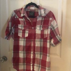 Men’s short sleeve plaid EUC M